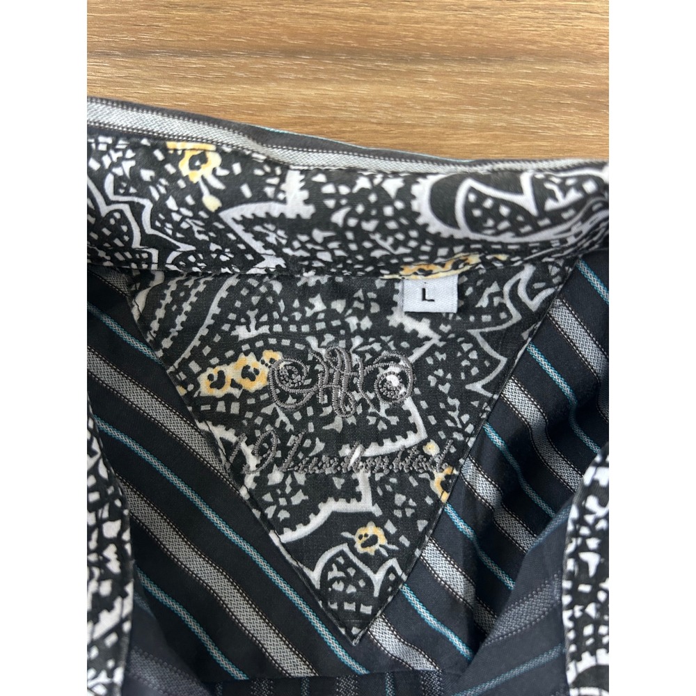 Vintage Y2K Office Siren Pinstripe Button Down Shirt Black White Large preppy - Picture 3 of 7